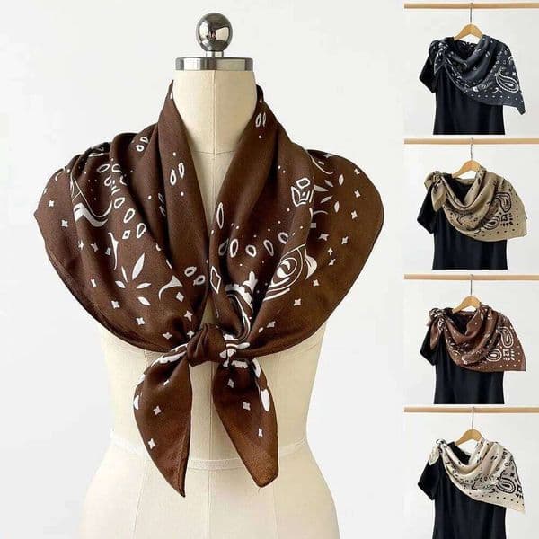 Elegant Paisley Women Head Printed 90cm Large Square Scarf Versatile Stylish Soft Female Shawl Wrap Summer Accessories 26H0401