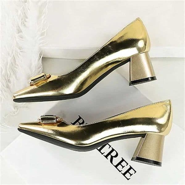 BIGTREE Spring Fashion Butterfly knot Button Womens Pumps Square Heel Stripper Party Ladies Shoes Zapatos Mujer X260401