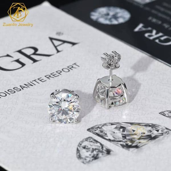 Moissanite Fashion Push Back Stud Earrings 3-9mm S925 Sterling Silver Round Cut D Color VVS1 Moissanite Earrings for Women