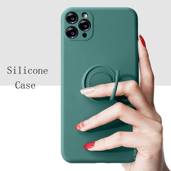 Liquid Silicone Creative Stand Ring Shockproof Phone Cases For iPhone 17 Air 16 15 14 Plus 13 12 11 Pro Max Protective Case Cover