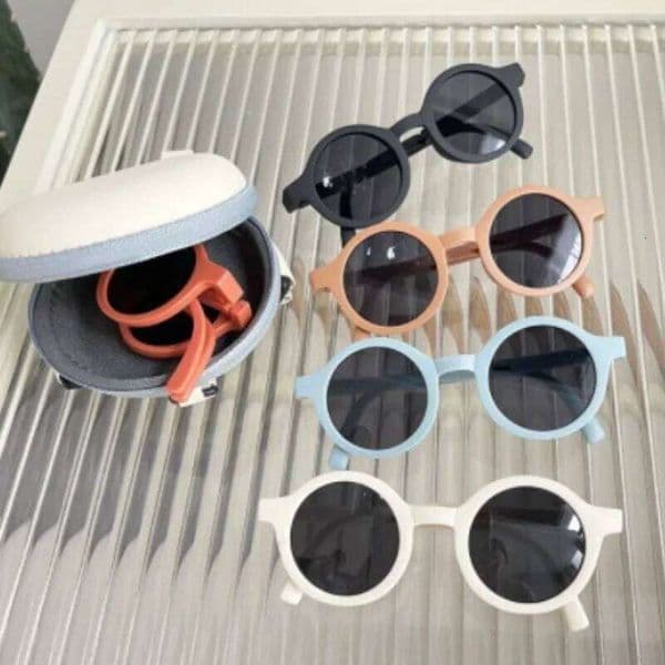 Foldable Kids Sunglasses Girls Boys Cute Round Sun Glasses Children Street Beat Eyeglasses Baby Shades Eyewears UV Protection S260331
