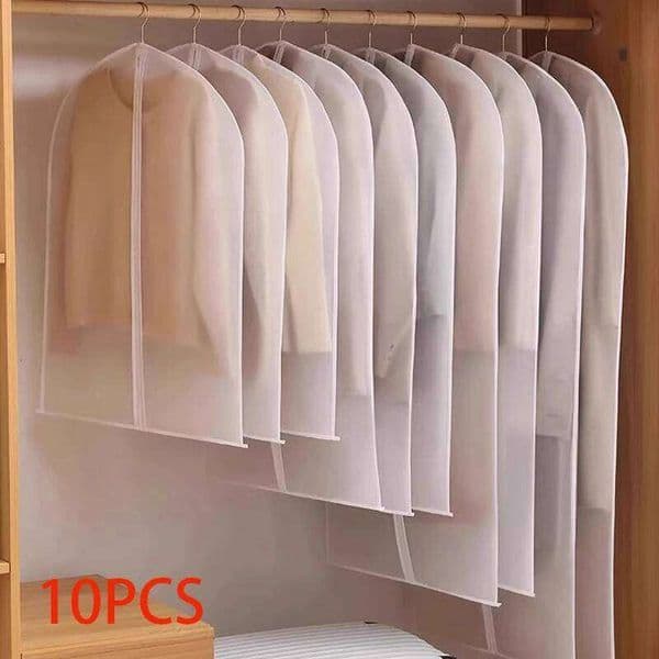 1-10PCS Clothes Dust Household PEVA Transparent Waterproof Coat Suit Cover WashableHanging Pocket Clothing Organizer 26Y0401