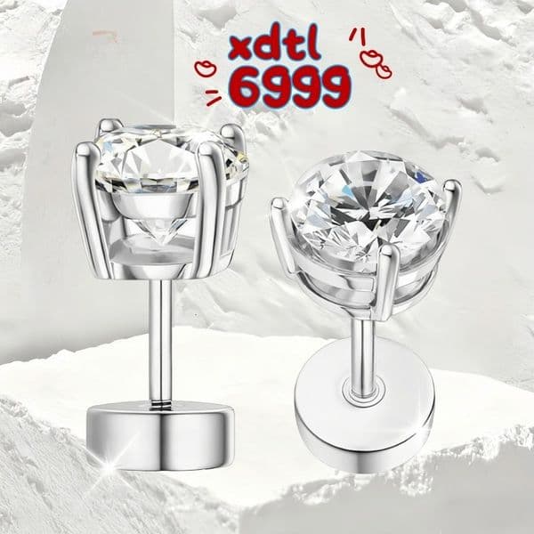Trendy S925 Sterling Silver Ball Piercing Stud Earrings Moissanite Diamond for Weddings and Parties