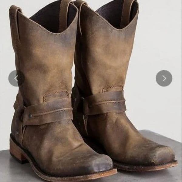 Retro Cowboy Boots Women Men Mid Calf Outdoor Boots Vintage PU Slip on Shoes Winter Gladiator Booties Unisex Brown Long Boots 260331
