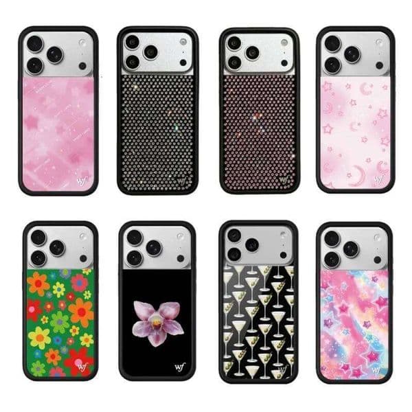 Wildflower Black 3D Flower Blooming Orchids Phone Case For iPhone 17 Pro Max 12 13 14 15 16 Plus Cute grape Flowers wf Cover 26H0401