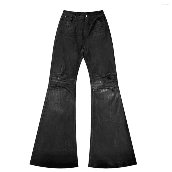 Men's Jeans American Retro Heavy Industry High Street Coated Micro-Flared For Men And Women Black Gothic Vintage Casual Loose