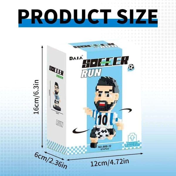 Soccer Star Building Blocks Set 674PCS 3D Football Player Mini Bricks Model Collectible Desktop Decor Gift for Fans