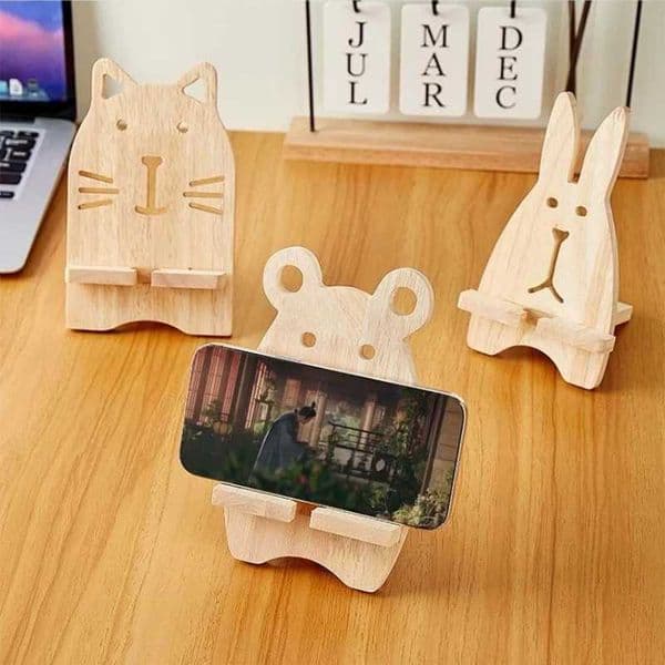 Cartoon Wooden Mobile Phone Stand Portable Detachable Bedside Stand Large Tablet Available Mobile Phone Stand S2641