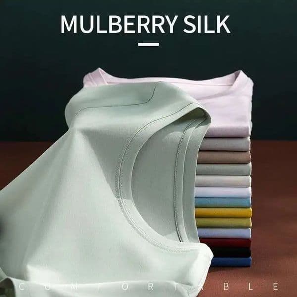 Summer 6 Mulberry Silk Cotton T-shirts Women Loose Round Neck Short Sleeve Tee Solid Color Basic Tops 260401BJ