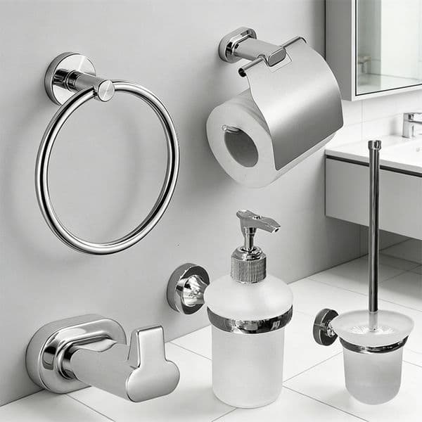 Bathroom towel rack stainless steel no-drill toilet paper holder wall-mounted black bathroom hardware accessory set wholesale