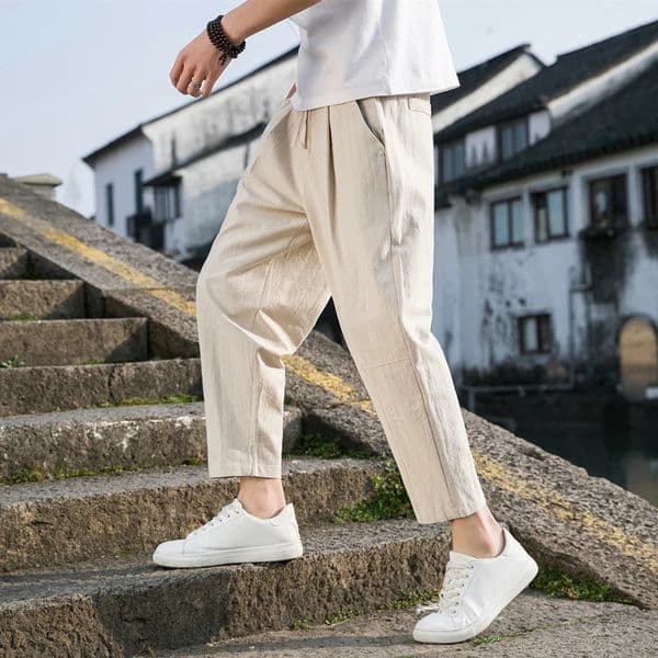 Linen Wide Men Pants Korean Trousers Oversize Linens Streetwear Male Spring Summer Pants Casual Men Clothing Sweatpants 260401