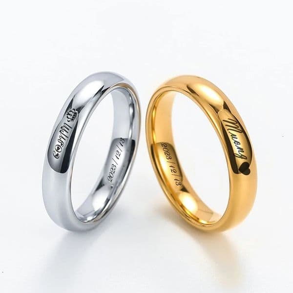 4MM Personalized Mens Custom Ring Stainless Steel Neutral Model Promises Eternal Anniversary Gift Engraved With Your Name Date 260331