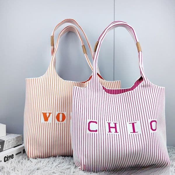 Venetian Pit Strip Tote Bag Large Capacity Bag Female Leisure Student Bag Niche Design Shoulder Bag Handbag