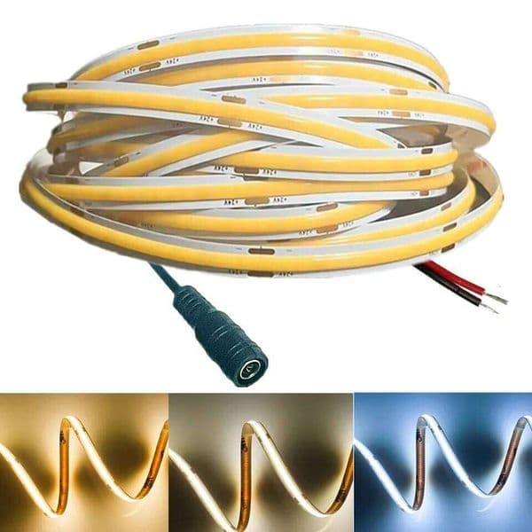 12V 24V COB LED Strip Ultra Thin 8MM Tape Light With DC Plug/ 2pin Wire Dimmable Linear Lighting High Density Lamp decoration 26Y0331