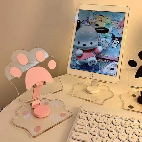 Cute Phone Stand Height Adjustable Phone Desktop Mount Acrylic Cat Claw Durable Stand For Recording Video Charger Compatible S2641