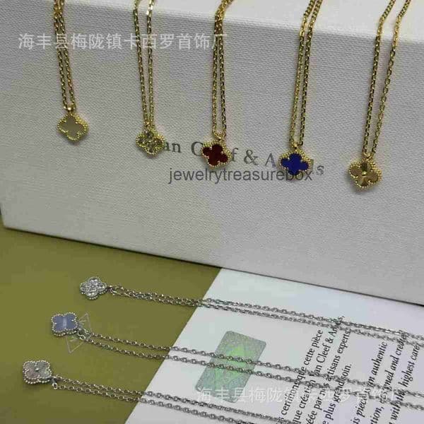 Designer Jewelry van cleefi necklace Double-sided four-leaf clover small necklace lucky clover chain for women rose-plated