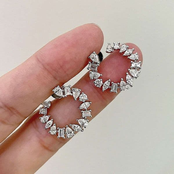 minimalist geometric Moissanite earrings unique sophisticated statement studs new Jewelry foreign trade direct sales model