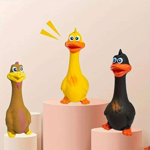Pet Sound - Screaming Standing Chicken and Big-Mouthed Duck, Latex Squeaky Teething Dog Toy 26W0401