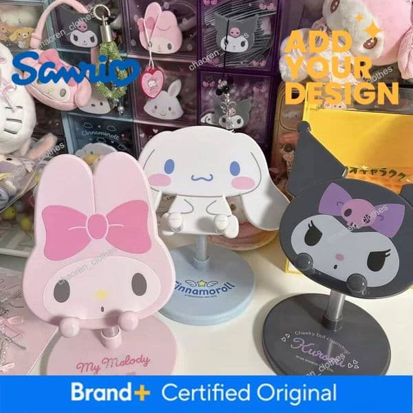 Designer Sanrio My Melody Kuromi Cinnamoroll Phone Adjustable Lazy Telescopic Support Stand Cute Anime Peripheral Gifts