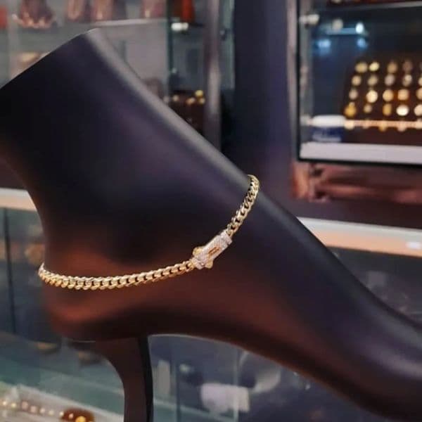 Monaco anklet 6mm Cuban chain womens anklet copper material electroplated 14k gold mens anklet length can be customized 260324