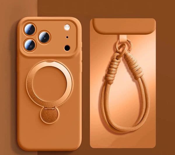 Rotating Magnetic Liquid Silicone Phone Cases Holder For iPhone 17 Air 16 15 14 13 Pro Max all Inclusive Anti Fall Protective Cover With Lanyard Rope Wristband Z260522