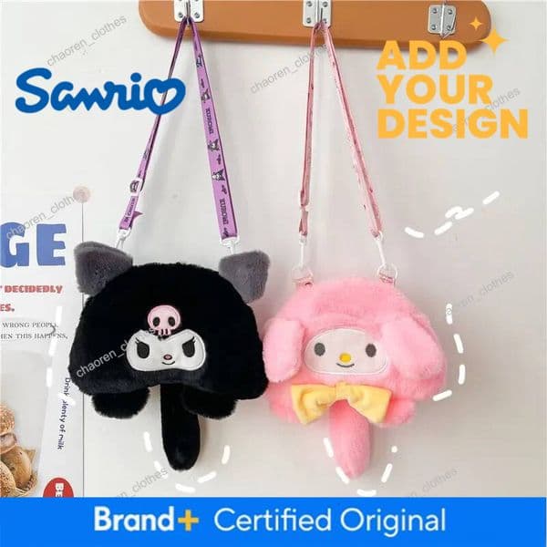 Designer Anime Sanrio Kawaii Bag Cartoon Anime Kuromi Backpack Kawaii Stuffed Shoulder Bag Messenger Bag For Girls Children Birthday Gift Luxury Goods