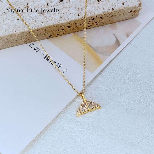 New fashionable light-luxury commuter niche design ocean-themed zircon-inlaid mermaid pendant exquisite necklace