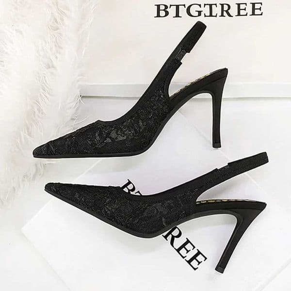BIGTREE Fashion Lace Pointed Toe Woman Pumps Thin Heels Hollow Concise Elegant Party Ladies Shoes Zapatillas De Mujer X260401