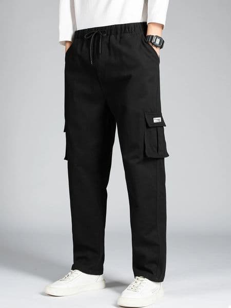 Mens Casual Wide Leg Pants Loose Straight HipHop Streetwear Fashion Cargo Trousers with Pockets 260331BJ