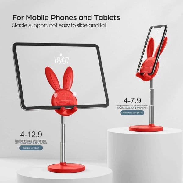 Oatsbasf Cute Cell Phone Stand Adjustable Bunny Phone Stand for Desk Thick Case Friendly Holder for Kindle iPad Switch S2641