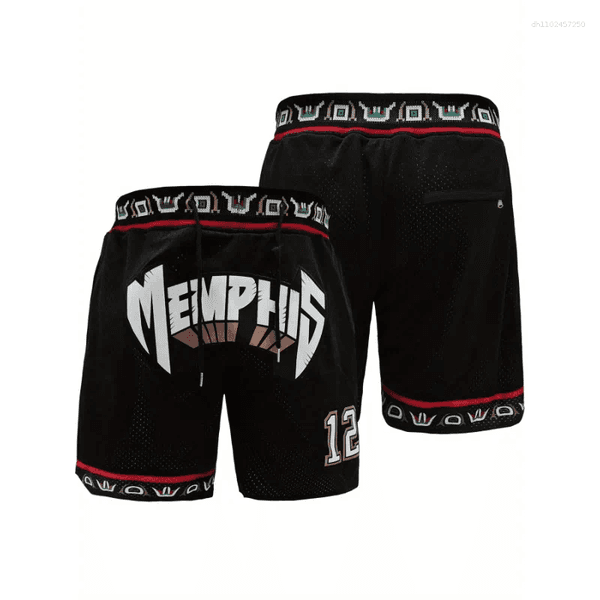 Men's Shorts Letter Embroidered Quick Dry Basketball With Pockets For Workout Running Casual Activewear