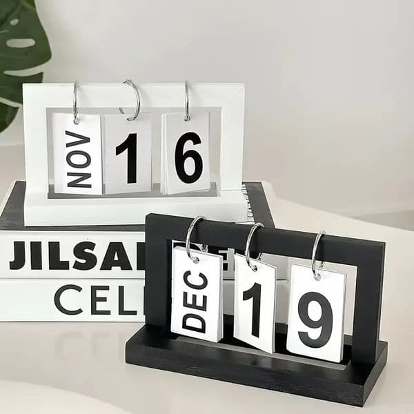 Ins Minimalist Style Living Room Office Decoration Wooden Calendar Ornament Modern Desk Accessories Simple Home Decor Crafts Gift 260402
