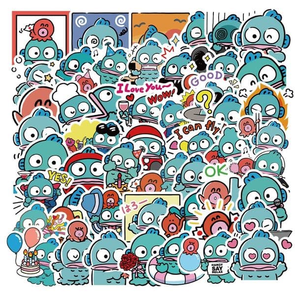 50 Cute Cartoons Ugly Moe Hanton Emoji Hand Account Stickers DIY Stationery Notes Self-adhesive Waterproof Stickers