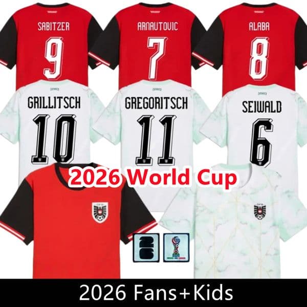 2026 2027 Austria Jerseys Euro Soccer Jersey Souvenir Arnautovic Football Shirt Home Away Alaba Camisetas De Futbol Men Kids Sabitzer Lienhart Uniform