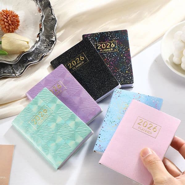 2026 Laser Daily Weekly Schedule Notebook A7 Size Pu Leather Journal Planner Calendar Organizer For Man Women Teacher Students 260402