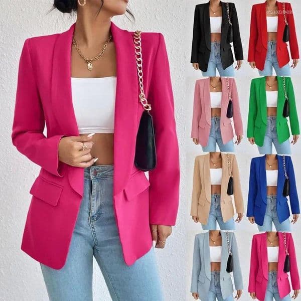 Women's Jackets Spring Women Jacket Solid Polyester Cotton Non Strech Long Sleeve Office Lady Blazers Fashion In Outerwears Coats