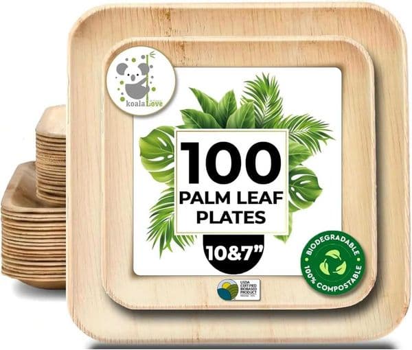 Eco-Friendly Palm Leaf Plates 10 7 Inch Disposable Biodegradable Compostable Party Pack Bulk X260402