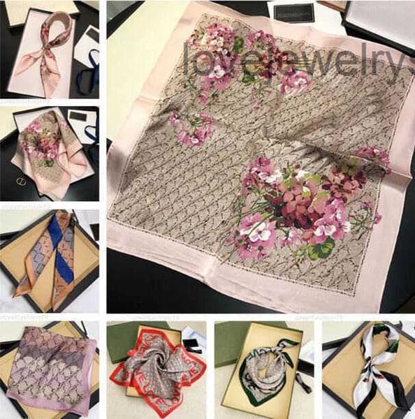 Designer Letters Print 2024 Floral Silk Scarf Headband for Women Fashion Long Handle Bag Scarves Shoulder Tote Luggage Ribbon Head Wraps Squ