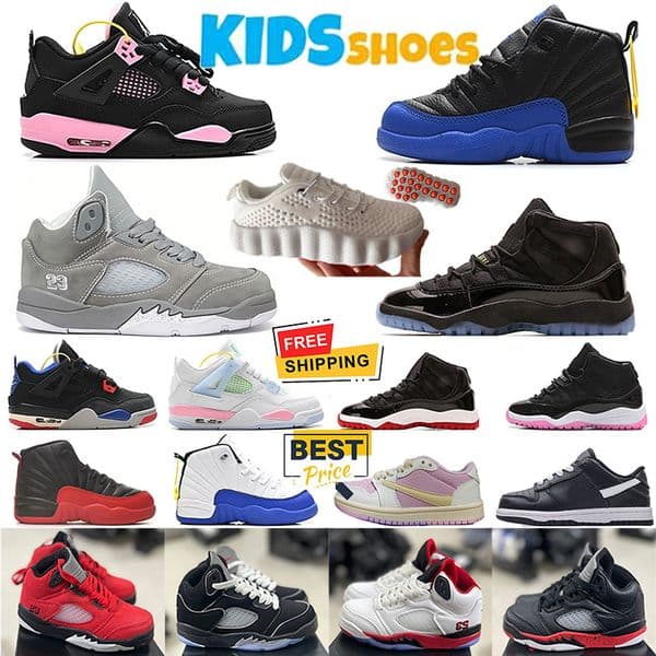 Free Shipping Kids Shoes Designer Shoes Basketball Shoes Wolf Grey Girls Boys sneakers Toddle Toddler Baby infants Child Trainers Youth Preschool Children eur 24-35