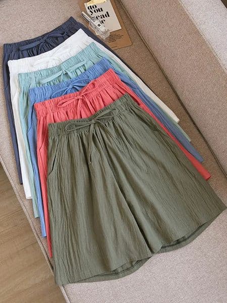 Women shorts Summer Casual Solid Cotton Linen shorts high waist loose shorts for s Soft Cool female shorts M-3XL 260330