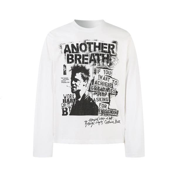 2025 Autumn New American Retro Hip-Hop Trendy Brand Tee Street Culture Shirt Punk Long Sleeve Men's T-Shirt