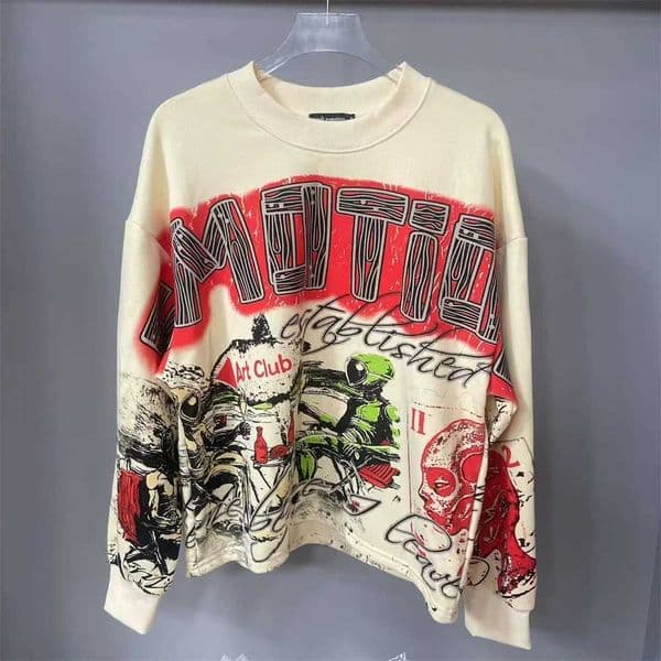 Mixed Emotion Long Sved Alien Cartoon Print T-shirt Men Women T Shirt Top Tees Oversize H260402