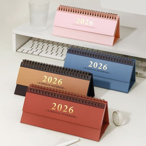 202510202612 Kawaii 2026 Horizontal Simple Wall Calendar Small Desk Calendar Planner Desktop Decoration Office Stationery 260402