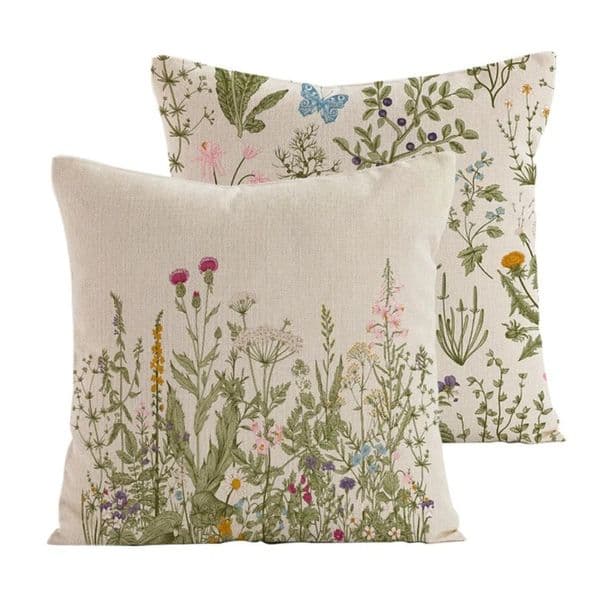 Wildflower Pillow Cover Farmhouse Style 45 x 45 Square Linen Pillowcase Breathable Thin Cushion Covers Outdoor Decor 260326