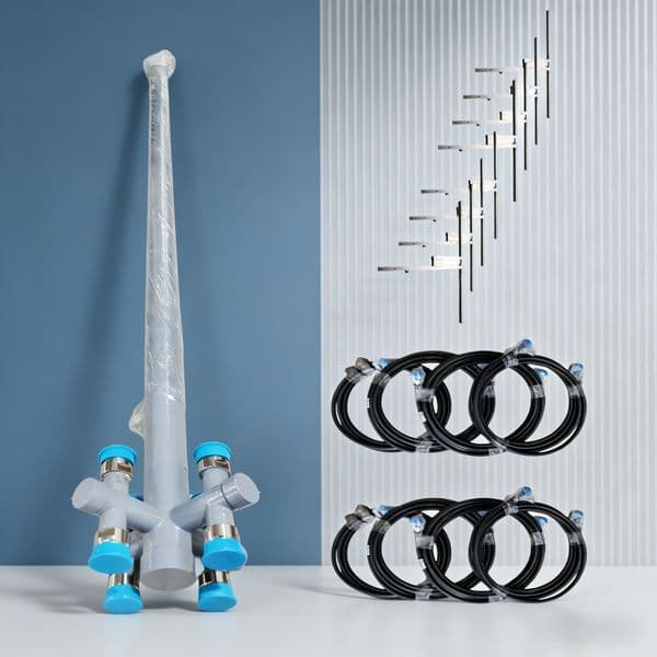 Pole Version 8-Bay Dipole Antenna Full Set, High Gain Outdoor Antenna with Pole Power Divider and Connecting Cables