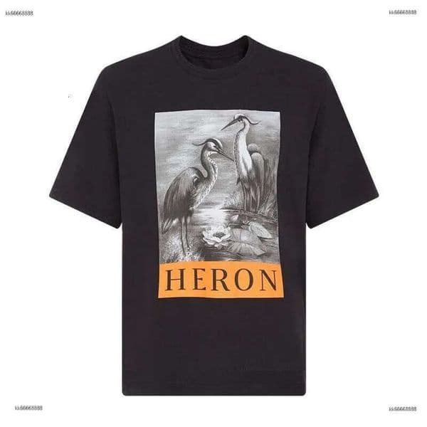 New Designer Luxury International Trendy Brand Heron Same Style Mens Multi Color Pure Cotton Classic Image Printed Short Sleeve T Shirt