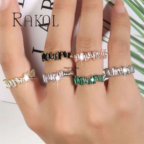 earrings RP2003 Fashion New Design Matte 925 silver Baguette Cubic Shiny Moissanite Adjustable Open Ring for Women for women