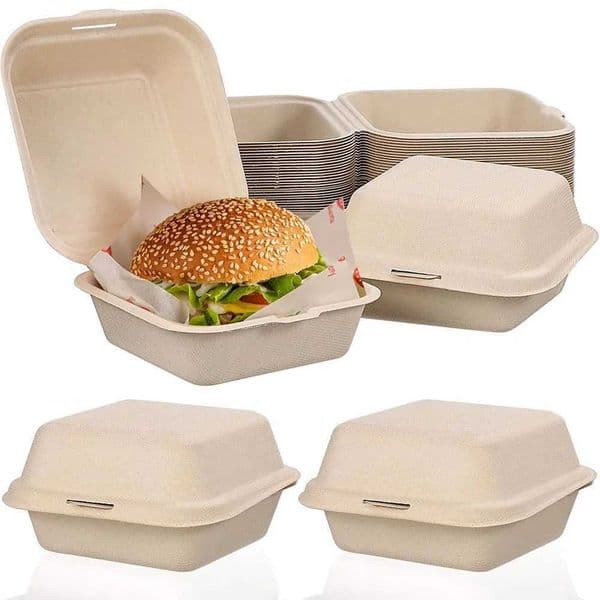 Disposable Clamshell To Go BoxesCompostable Biodegradable Clamshells Takeout Containers with LidsMicrowavable Container X260402