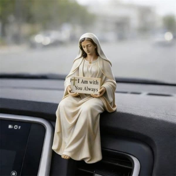 Sitting Jesus Resin Figurine Desk Companion I Am With Sign Virgin Mary Statue Resin Material 260317ww