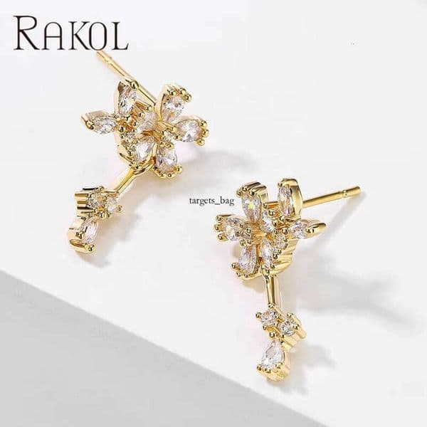 earrings EP2489 2022 New Women's Moissanite Inlaid Gold-Plated Small Party Studs Wedding Bride Luxurious Lucky Earrings for women